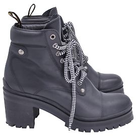 Miu Miu Platform Combat Boots in Black Leather Black