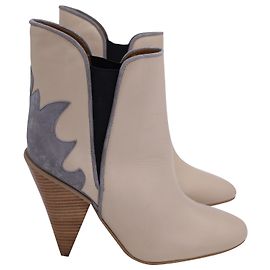Chloé See by Chloe Botas Cowboy em Couro Bege Bege