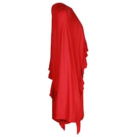 Valentino Garavani-Robe cape asymétrique à volants Valentino Spa en viscose rouge-Rouge