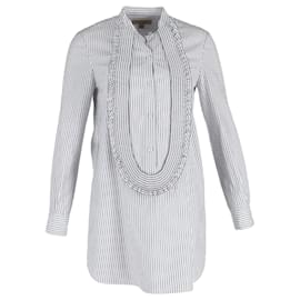 Burberry-Chemise rayée à volants Burberry en coton blanc-Blanc