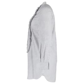 Burberry-Camisa listrada com babados Burberry em algodão branco-Branco