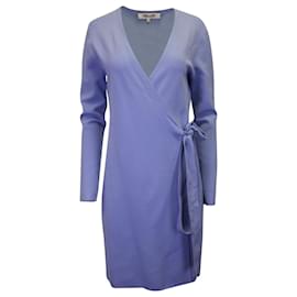 Diane Von Furstenberg-Diane Von Furstenberg New Julian Mini Wrap Dress in Blue Viscose-Blue
