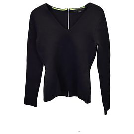 Alexander Wang Langarmshirt mit V-Ausschnitt aus schwarzem Rayon Schwarz