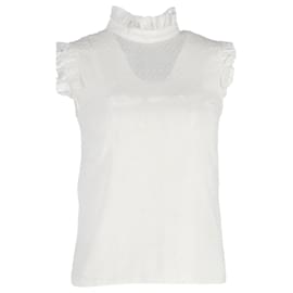 Erdem-Blusa senza maniche con volant Erdem in cotone bianco-Bianco
