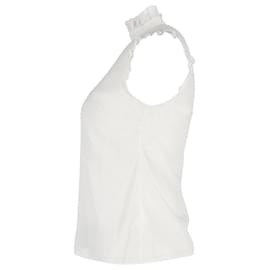 Erdem-Erdem Ruffled Sleeveless Blouse in White Cotton-White