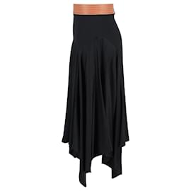 Loewe-Loewe Asymmetric Skirt in Black Silk-Black