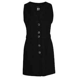 Chanel-Chanel Boucle Sleeveless Mini Dress in Black Wool-Black
