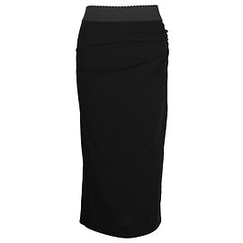 Dolce & Gabbana Midirock aus schwarzer Wolle Schwarz