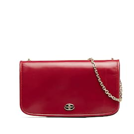 Loewe-Leather Flap Wallet on Chain-Pink