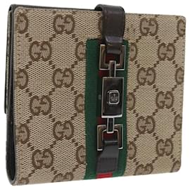 Gucci-GUCCI GG Canvas Jackie Web Sherry Line Wallet Beige Red Green 05474 Auth ki3788-Red,Beige,Green