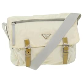 Prada-PRADA Shoulder Bag Nylon White Auth 59059-White