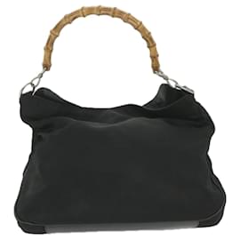 Gucci-GUCCI Bamboo Shoulder Bag Nylon 2Way Black Auth ac2467-Black