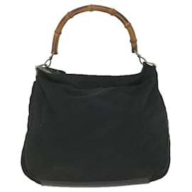 Gucci-GUCCI Bambú Bandolera Lona 2camino negro 001 2123 1577 base de autenticación9929-Negro