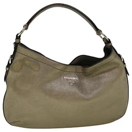 Prada-PRADA Shoulder Bag Leather Silver Auth 59061-Silvery