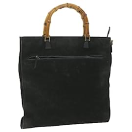 Gucci-GUCCI Bamboo Tote Bag Suede Black 001 1095 1878 Auth ep2327-Black