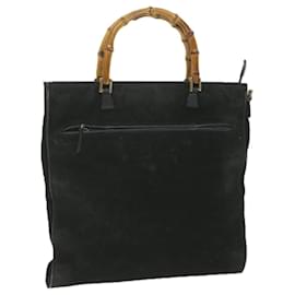 Gucci-Bolso tote de bambú GUCCI Ante Negro 001 1095 1878 EP de autenticación2327-Negro