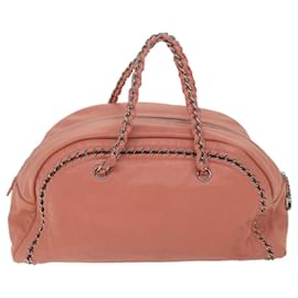 Chanel-Bolso Boston con cadena CHANEL Cuero Rosa CC Auth fm2794-Rosa