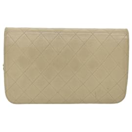 Chanel-CHANEL Matelasse Chain Shoulder Bag Lamb Skin Beige CC Auth bs9653-Beige