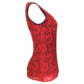 Autre Marque-Dolce & Gabbana Red / Black Sleeveless Lace Top-Red