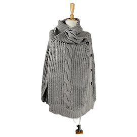 Autre Marque Repeat Cardigan Poncho Braun Merino Wolle M Braun