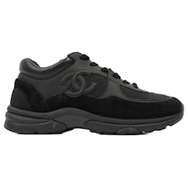 Chanel-Chanel CC Runners Black Leather EU 37.5 Uk 4.5-Black