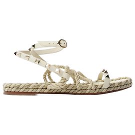 Valentino Rope Sandal Beige Leather EU 38 Uk 5 Beige