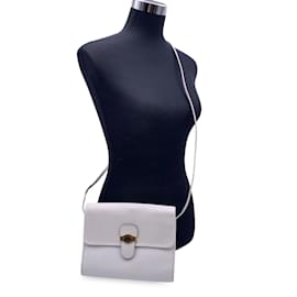 Christian Dior-Vintage White Leather Crossbody Messenger Bag-White