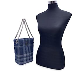 Burberry-Petit sac à bandoulière matelassé en denim bleu Lola Bucket-Bleu