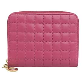 Céline-Quilted Compact Zip Coin Purse in Very Good Condition-Pink