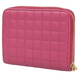 Céline-Gesteppte kompakte Geldbörse mit Reißverschluss U 9P 1139-Pink