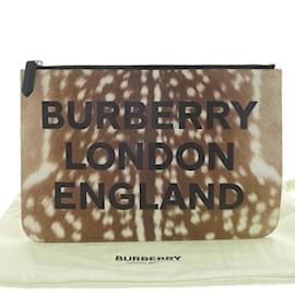 & Other Stories-Leather Leopard Print Clutch Bag-Brown