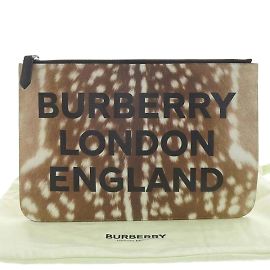 & Other Stories Leather Leopard Print Clutch Bag  in Excellent Condition Brown