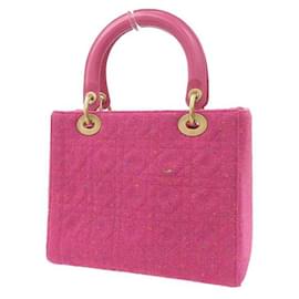 Dior-Tweed Lady Dior Handbag  in Very Good Condition-Pink