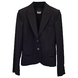 Dolce & Gabbana-Dolce & Gabbana Single-Breasted Blazer in Black Polyester-Black