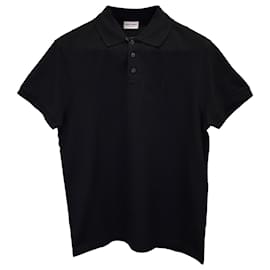 Saint Laurent-Polo Saint Laurent con monogramma in cotone nero-Nero