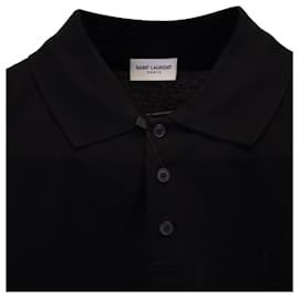 Saint Laurent-Polo Saint Laurent con monograma de algodón negro-Negro