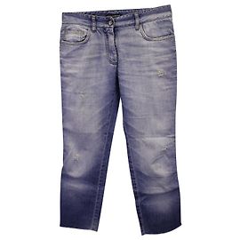 Dolce & Gabbana Jeans cortados com borda crua desgastada em jeans de algodão azul Azul