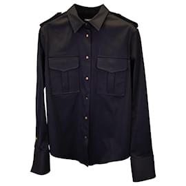 Tom Ford-Camicia Tom Ford con bottoni in raso in cotone nero-Nero