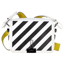 Off White Bolsa com aba diagonal com clipe de fichário esbranquiçado em couro branco Branco