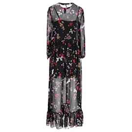 Tommy Hilfiger-Tommy Hilfiger Womens Ruffled Maxi Dress in Black Polyester-Black