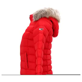 Tommy Hilfiger-Tommy Hilfiger Womens Essential Hooded Down Jacket in Red Polyester-Red