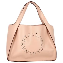 Stella Mc Cartney-Stella McCartney Perforated Logo Tote Bag in Pink Faux Leather-Pink