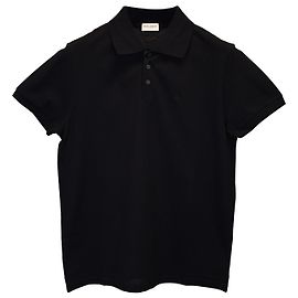 Polo Saint Laurent con monogramma in cotone nero Nero