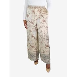 Autre Marque-Beige floral printed silk trousers - size L-Beige