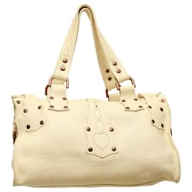 Mulberry-Mulberry Blenheim Roxanne Cream Stitched Pebbled Leather studded handbag-White
