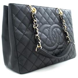 Chanel-CHANEL Caviar GST 13"Grand Shopping Tote - Bolso de hombro con cadena, negro-Negro