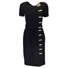 Autre Marque-Altuzarra Black Toggle Detail Short Sleeved Crepe Midi Dress-Black