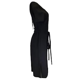 Autre Marque-Altuzarra Black Toggle Detail Short Sleeved Crepe Midi Dress-Black