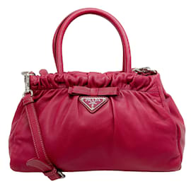 Autre Marque-Prada Raspberry Leather Satchel With Bow-Pink