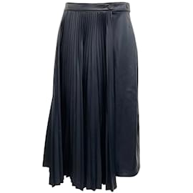 Autre Marque-3.1 Phillip Lim Ink Leather Alternative Asymmetrical Pleat Skirt-Black